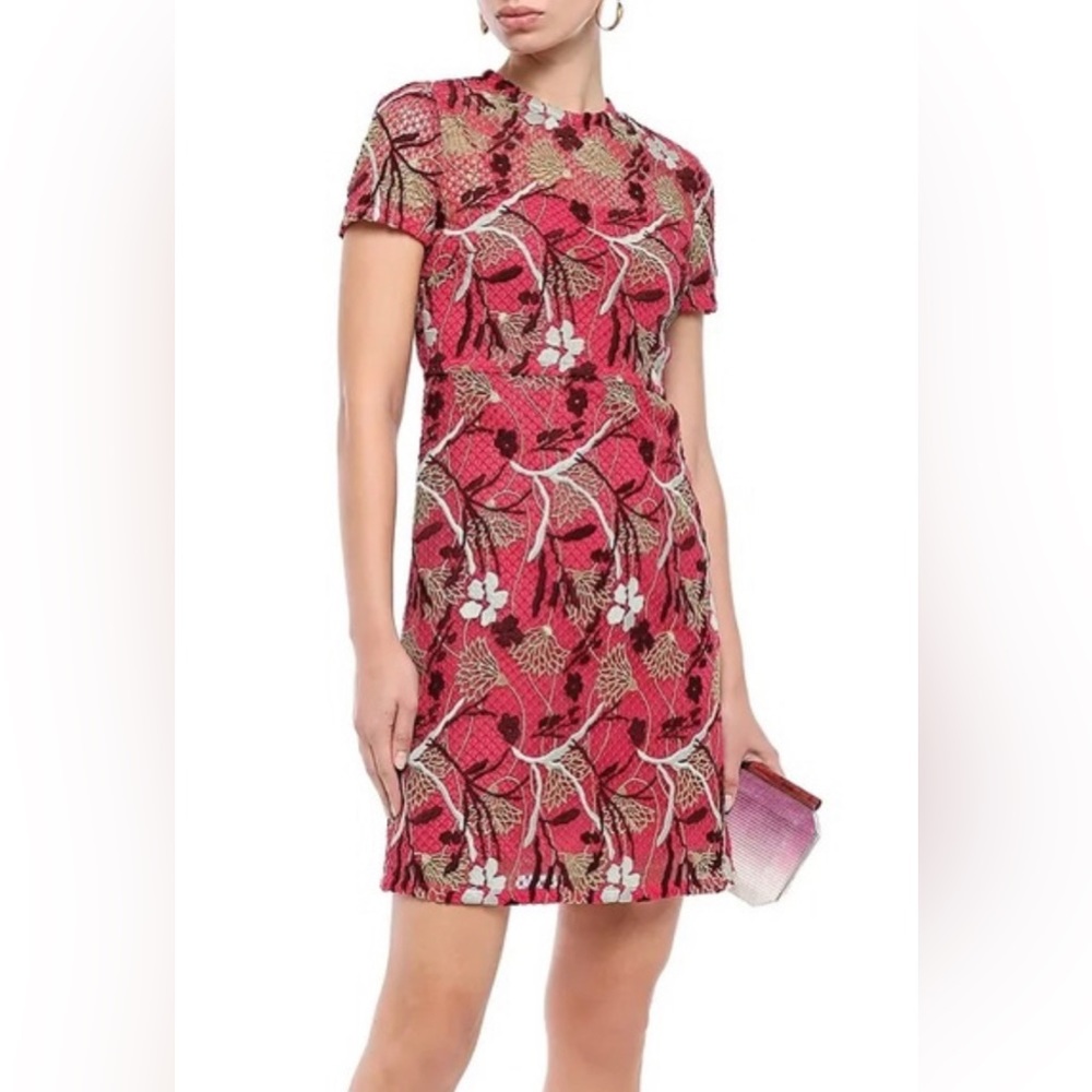 Valentino Embroidered Cotton Blend Guipure Lac Minidress